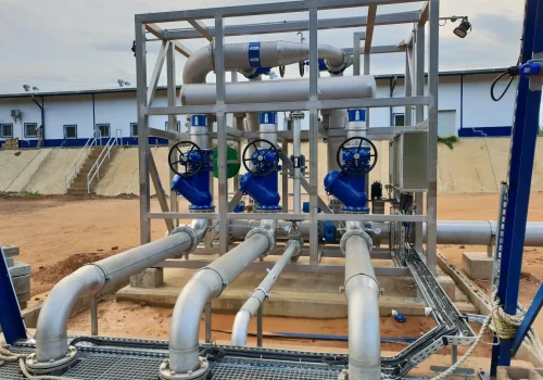Pipes outside of a water treatment facility